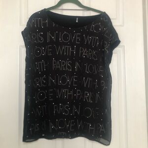 Black T-shirt In Love With Paris Women’s Size L
